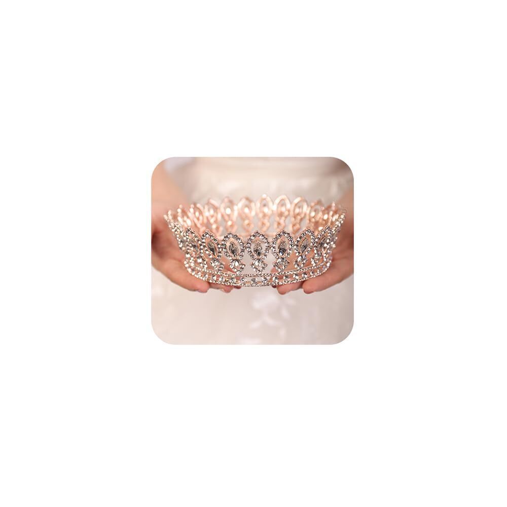 4134 Princess Shining Champagne Tiara Crown Rhinestone Crown for Christmas
